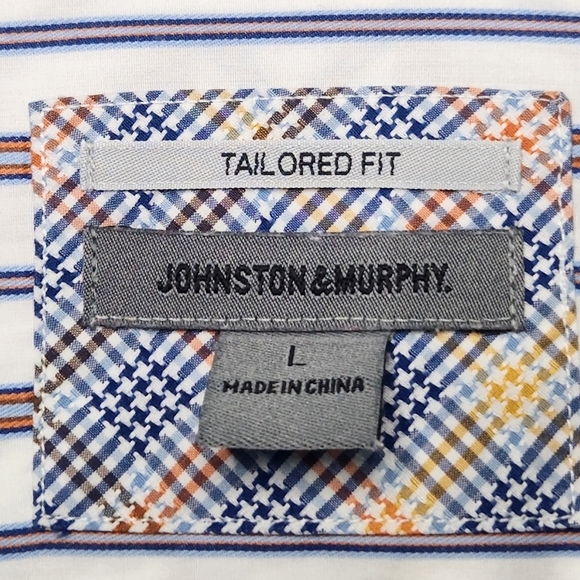 Johnston & Murphy Tailored FitLong Sleeve Button Up Stripe Shirt Mens Size Large - Picture 5 of 6